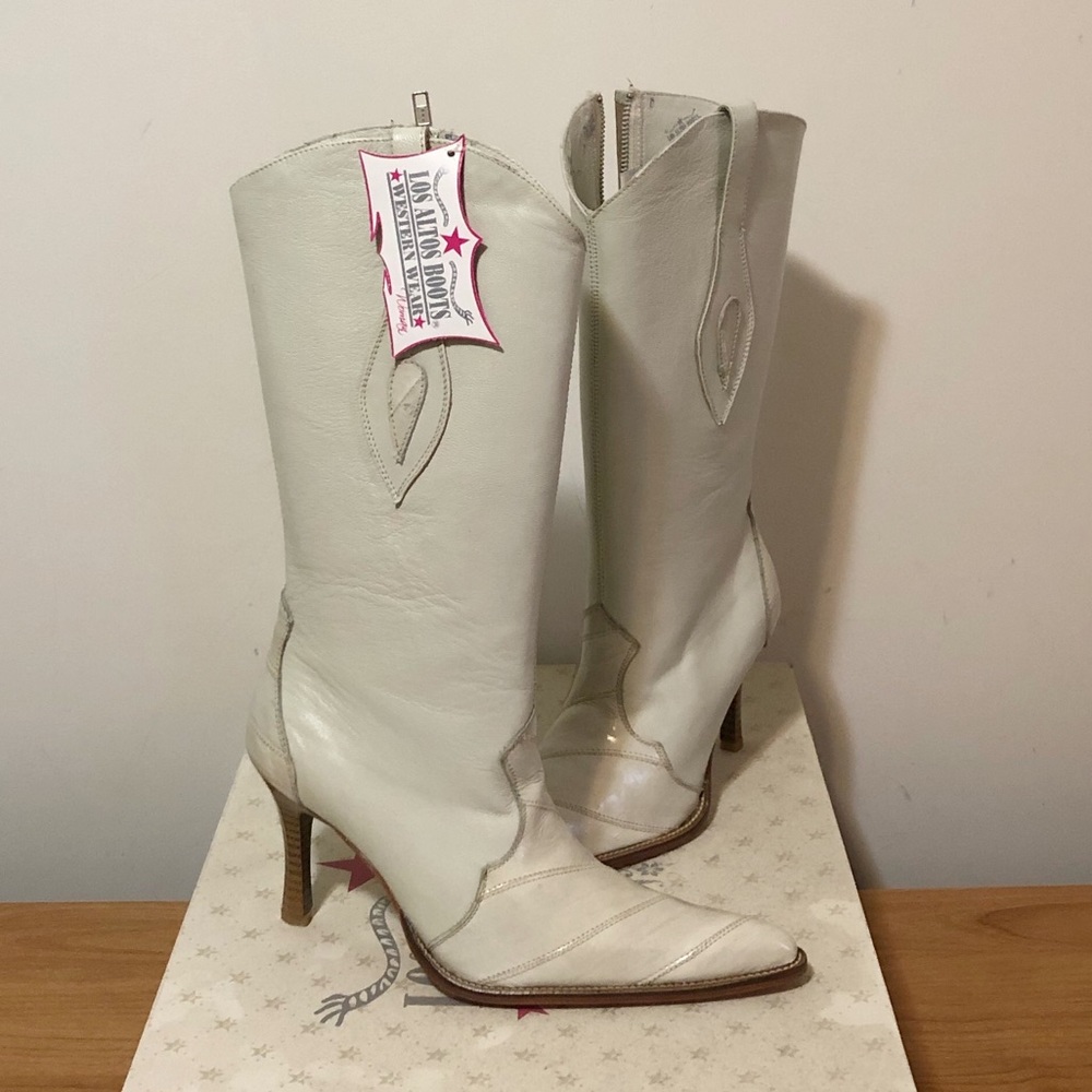 New Los Altos Boots Eel Boots, Bone, Size 8